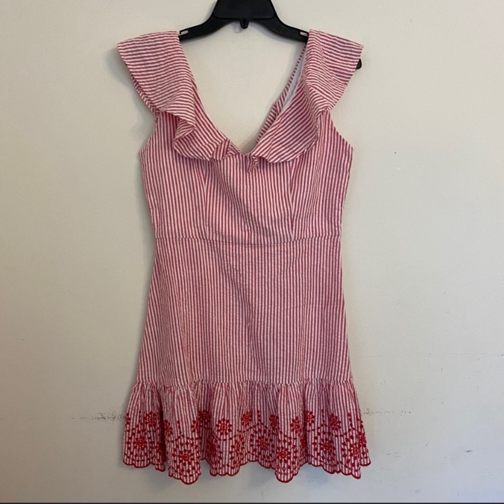 Brand new BCBG Gingham Striped Embroidered Dreas
